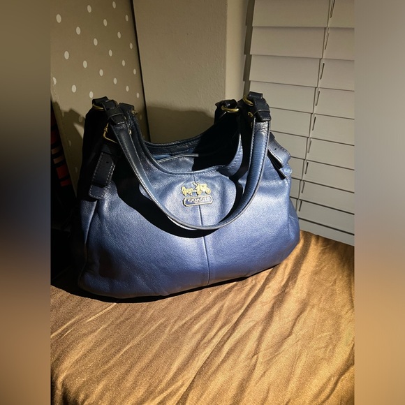 Coach Handbags - Coach Madison Navy Blue Leather Maggie Hobo Shoulder Bag Purse Tote - NCO